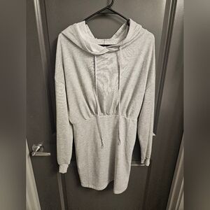Gray Hoodie Sweatshirt Dress